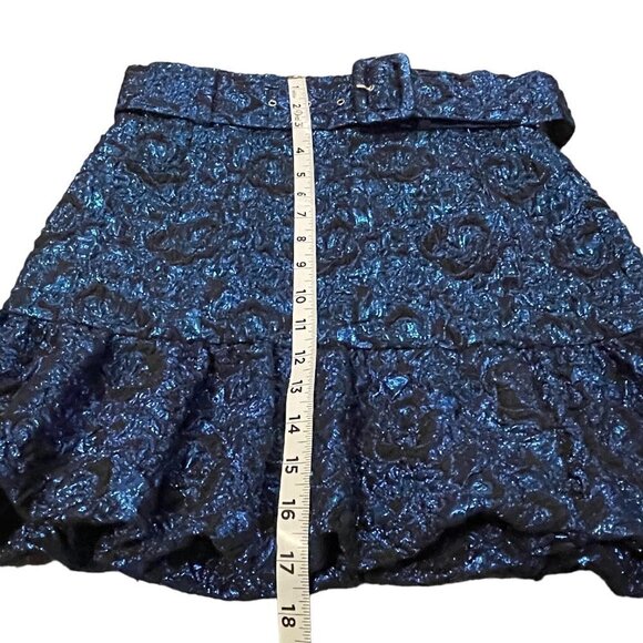 NWOT Zara Blue Jacquard Skirt With Frilled Hem Size S - Picture 6 of 7